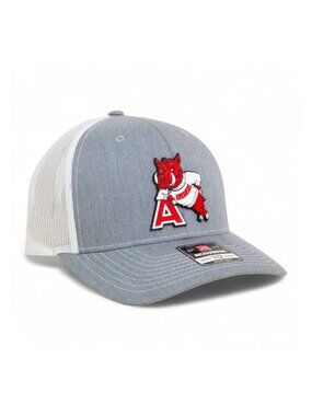 Arkansas Razorbacks- Leaning A 3D PVC Patch Hat- Heather Grey/ White